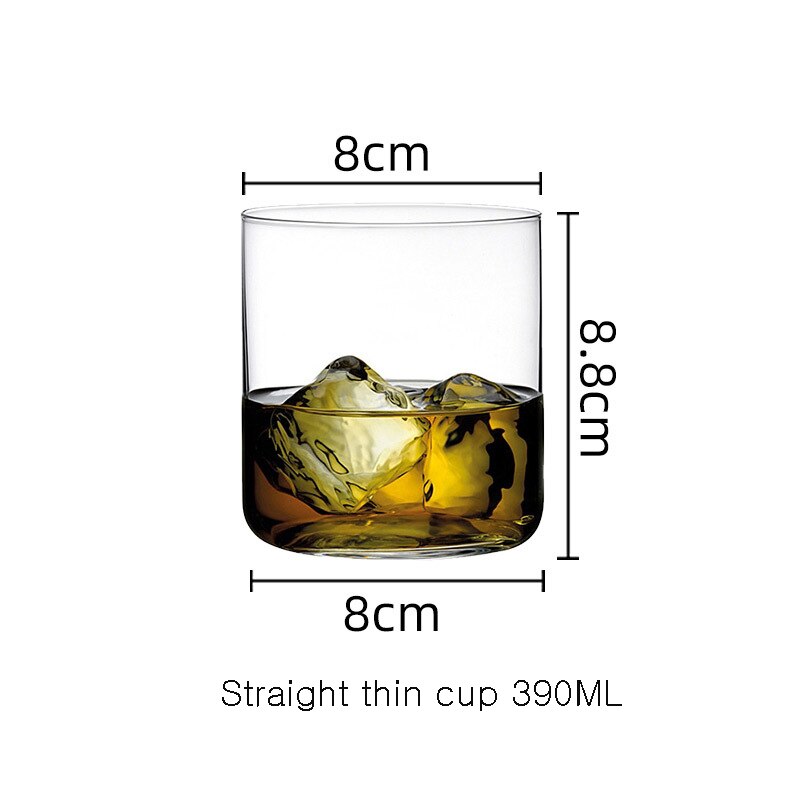 Turkish Lead-free Crystal Whiskey Glass, Home Classical Wine Glass Bar: Straght thin 390ML
