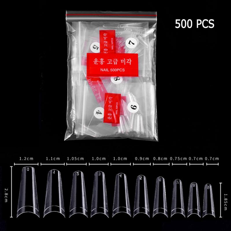 500 st naturlig vit klar falsk fransk hel halv akryl uv gel nail art tips nagelkonst dekorationsverktyg tillbehör: 02