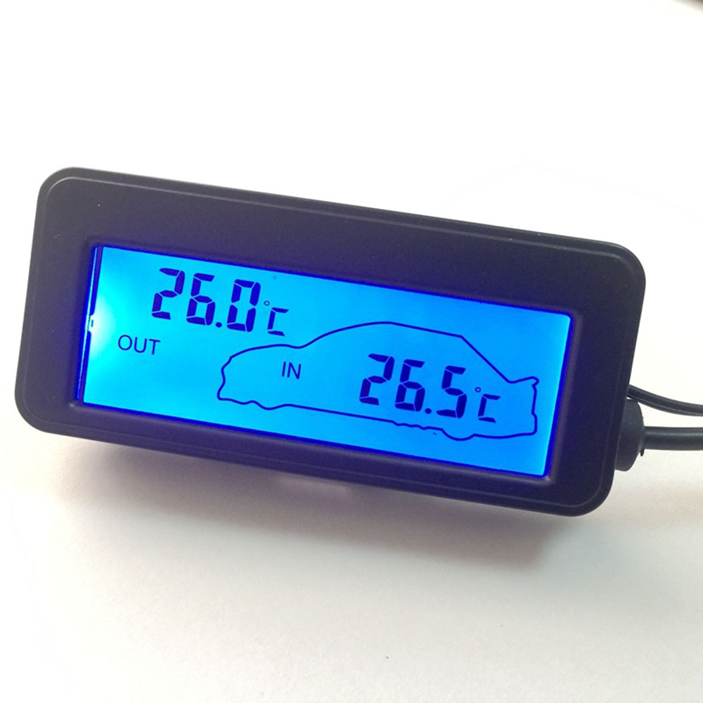 LCD auto binnen en buiten thermometer Auto thermometer 12v digitale backlight mini thermometer mini: blue