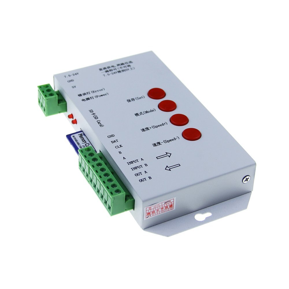T1000S 2048 Pixels Dmx 512 Controller Sd-kaart WS2801 WS2811 WS2812B LPD6803 Led Strip DC5V 12V 24V Rgb full Color Controller