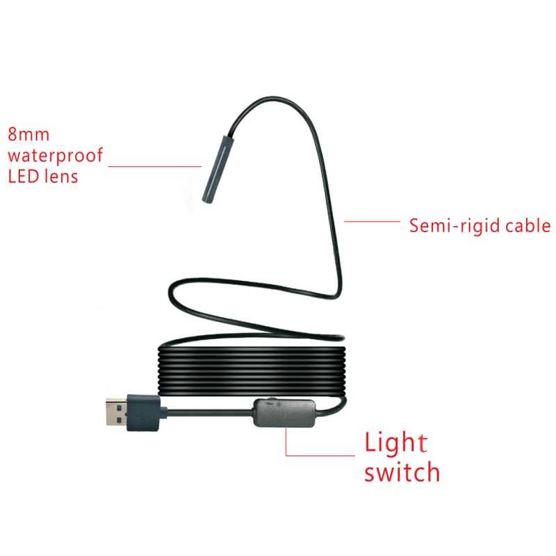1200P HD Wifi Endoscope Camera USB IP68 Waterproof Borescope Soft cable Tube Wireless Video Inspection for Android/iOS