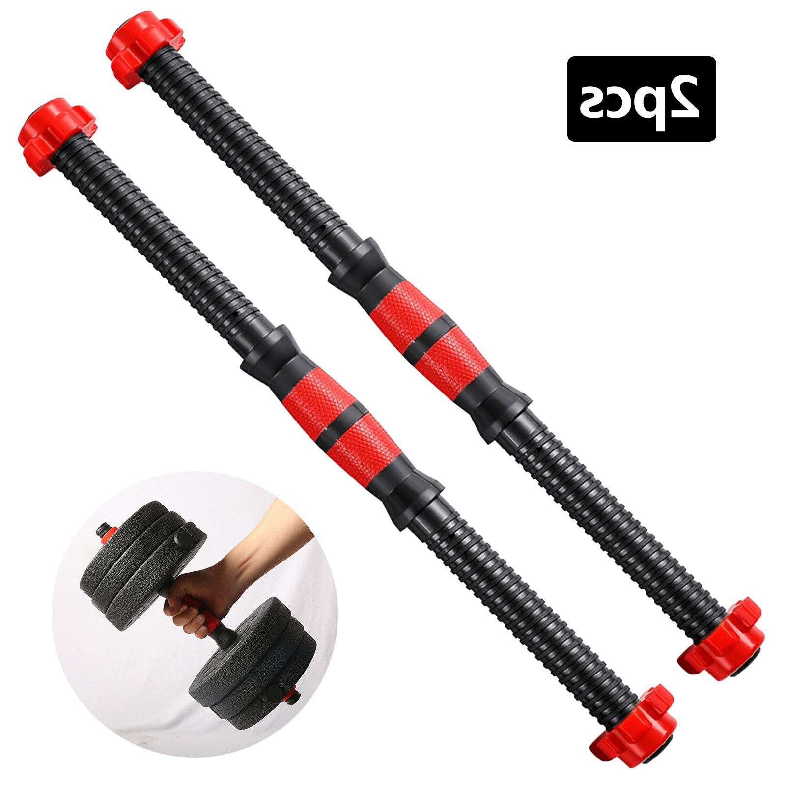 2pcs Adjustable Dumbbell Bar 1 inch Dumbbell Handles Weight Plates Holder Rod Home Dumbbell Building Bar & Spin Lock Collar