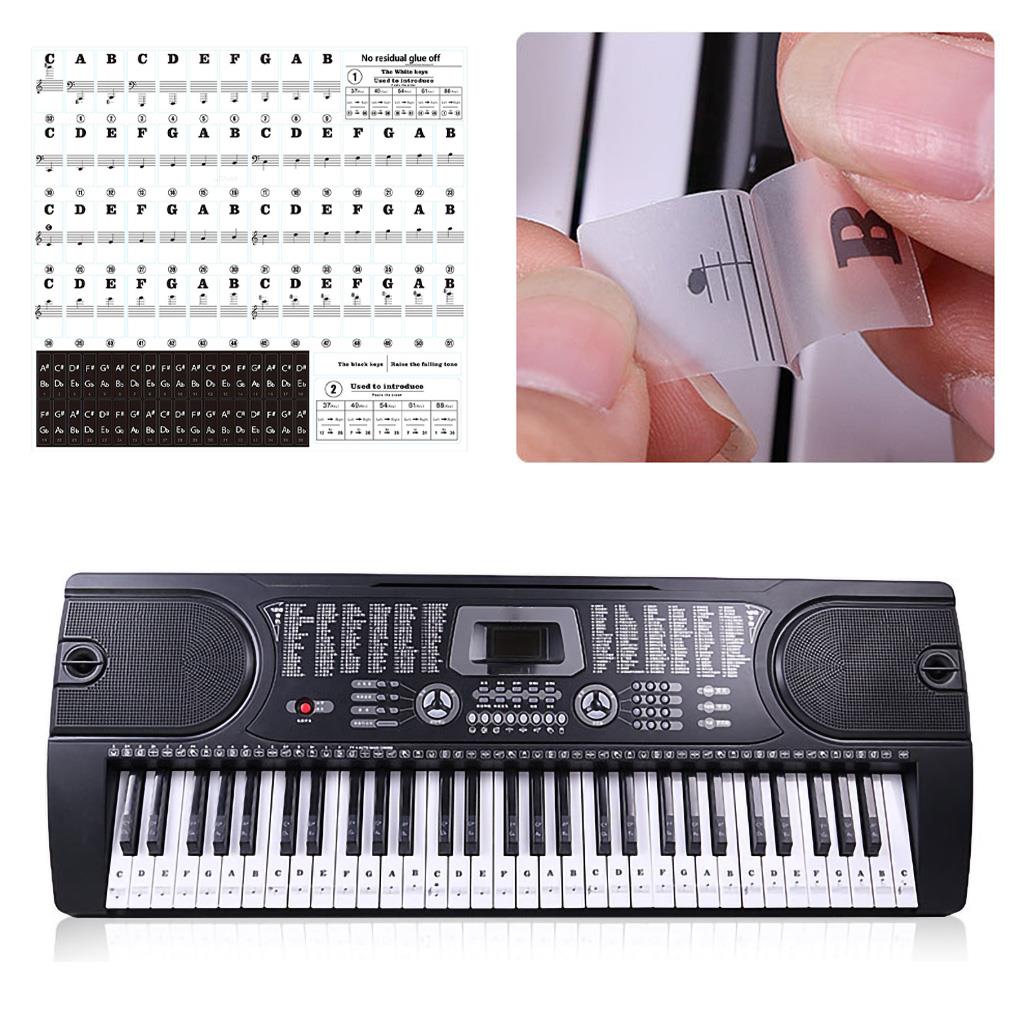 Piano Key Sticker PVC Piano Key Decal Removable Electronic Keyboard Note Decal Musical Instrument Supplies