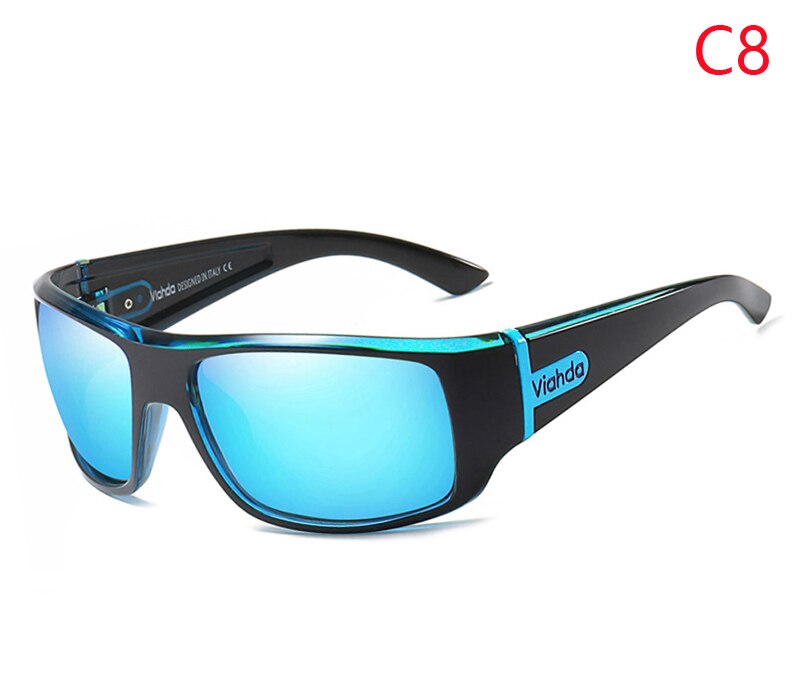Viahda mænd klassiske polariserede solbriller mandlige sportsfisker nuancer briller  uv400 beskyttelse: C8