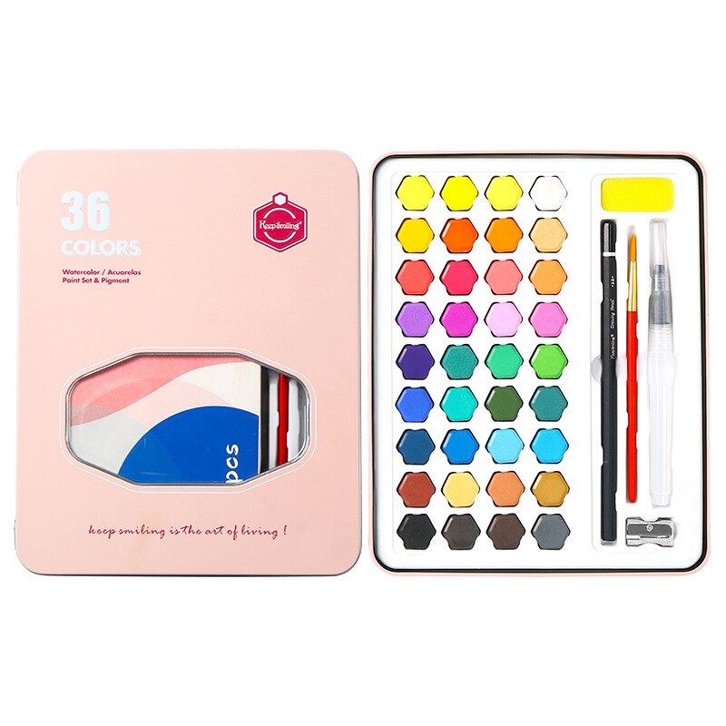 Professionele 36 Kleuren Solid Aquarel Verf Set Met Kwast School Water Kleur Pigment Set Art Supplies Voor Kunstenaar