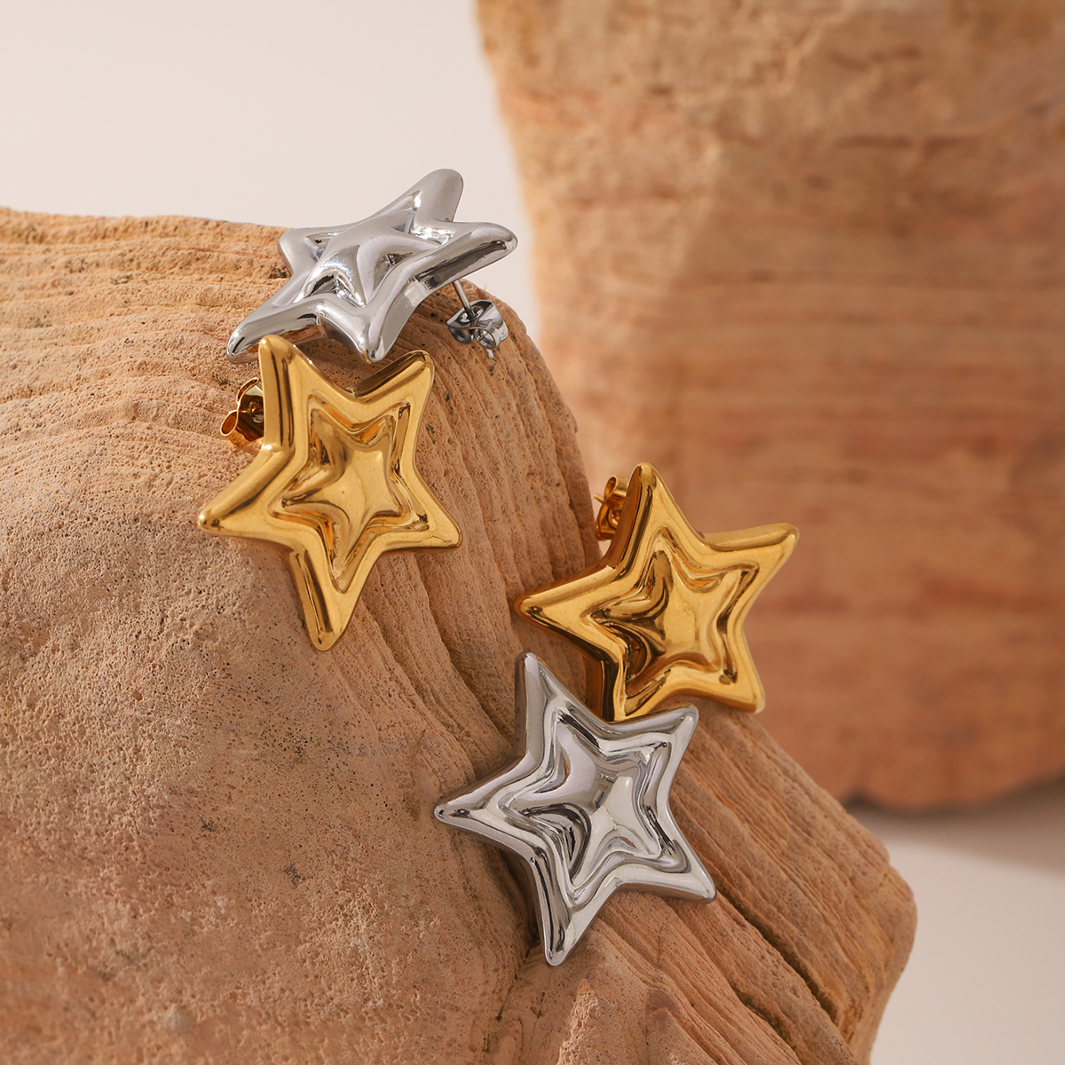 Boucles d'oreilles étoile en acier inoxydable plaqué or 18 carats pour femmes, bijoux tendance, accessoires de boucle d'oreille à la , pour la fête des Léons, avocat