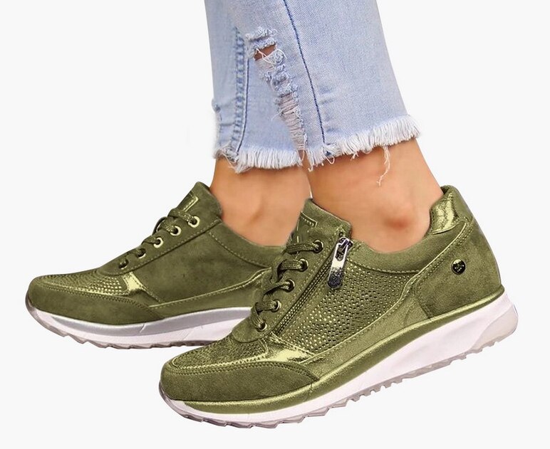 Femmes chaussures compensées baskets femmes vulcaniser chaussures paillettes secouer chaussures filles Sport chaussures femme baskets chaussures chaussures: Vert / 10