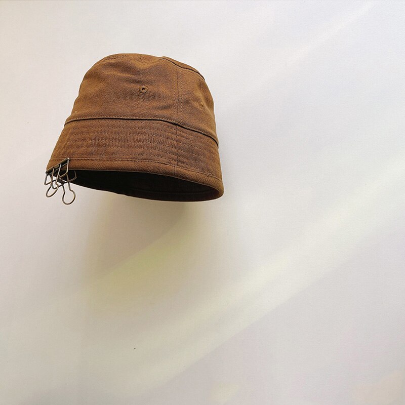 Cappello da pescatore estivo per bambini cappello da pescatore in cotone per bambini tinta unita cappello da sole per bambina Casual per bambini: brown