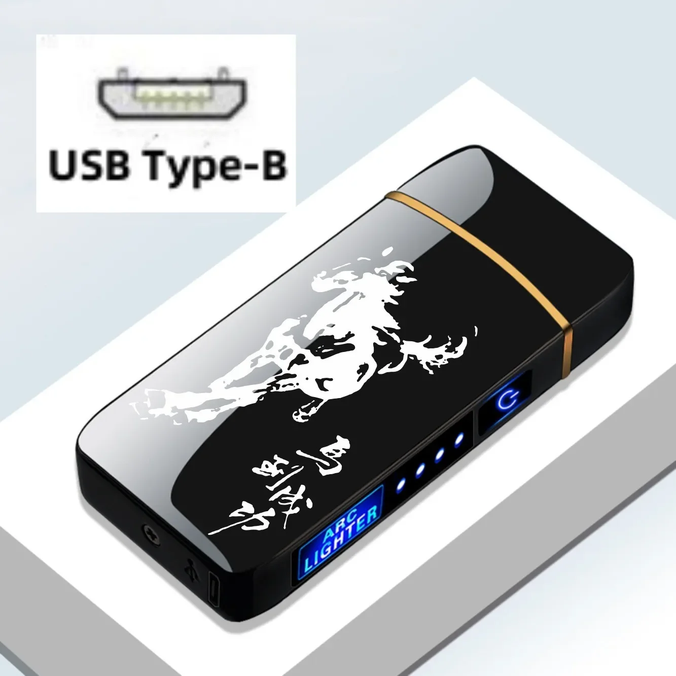 Winddicht USB Typ-C Lade Doppel Arc Feuerzeug Plasma Outdoor Puls LED Display Bildschirm Männer Wiederaufladbare: Rot