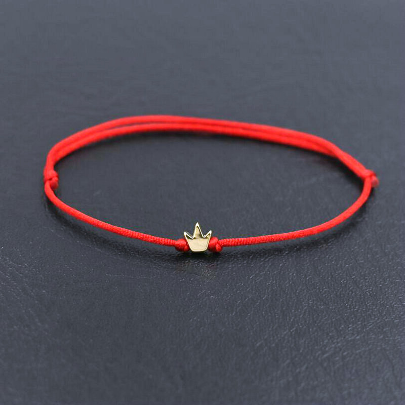 Coeur étoile couronne Simple fil rouge chaîne Bracelet pour femmes hommes bijoux faits à la main