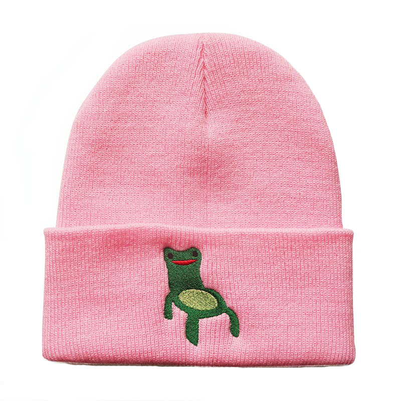 Frog Slipping Tea Winter Hat Men Knitted Beanies Unisex Women Stocking Hat Bonnet Outdoor Sports Ski Hat Cap: Pink