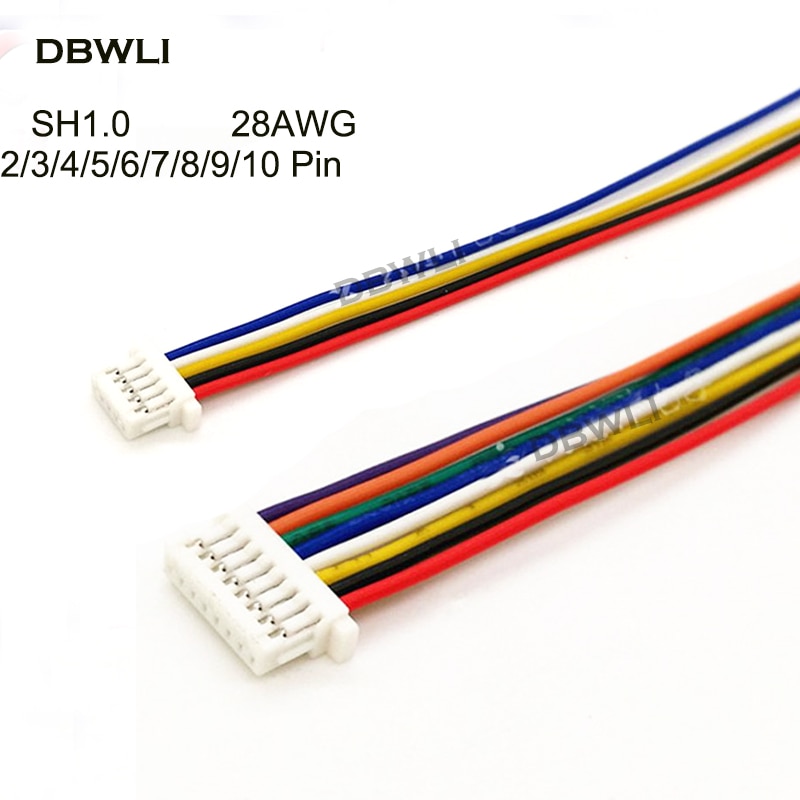 5 stk  sh 1.0 -tråds kabelkobling gjør-det-selv  sh1.0 jst 2/3/4/5/6/7/8/9/10 pins elektronisk linje enkel tilkobling terminalplugg 28 awg 10cm