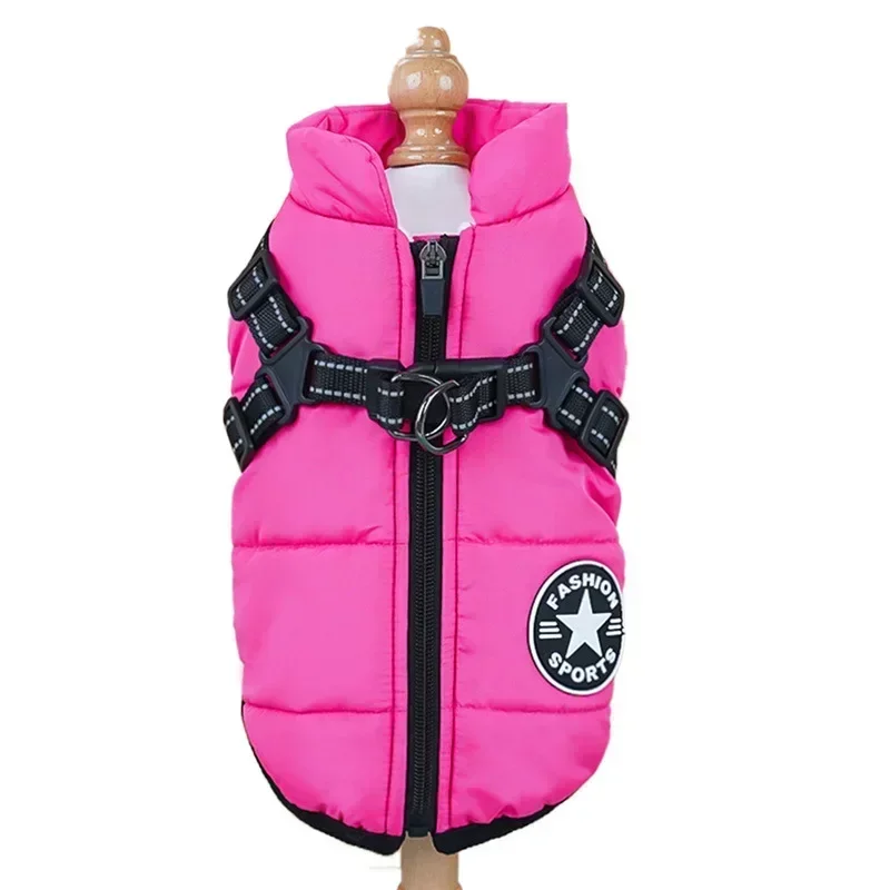 Hundrock med Sele - Vinter Vattentät Jacka med Dragkedja och Reflex - Liten, Mellan, Stor: Xxxl / Gul