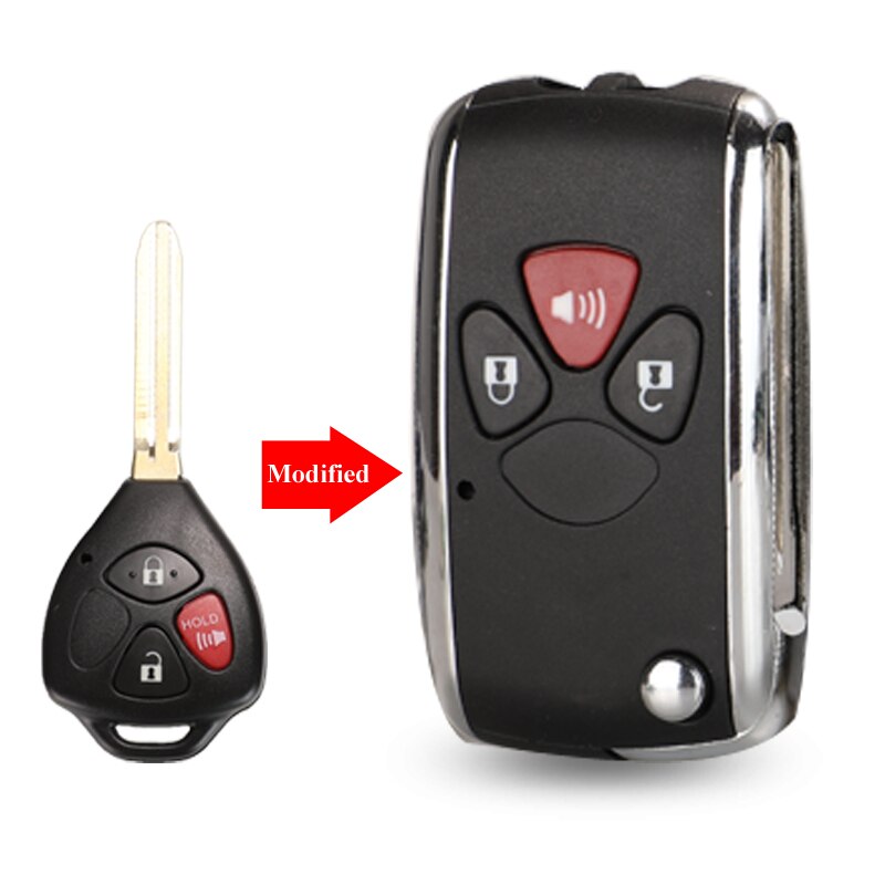 Jingyuqin-étui pour clé télécommande à 2/3/4 boutons, pour voiture Toyota Avlon Crown, Corolla, Camry, RAV4, Reiz, Yaris, Prado, coque Toy43: 3 Buttons Panic