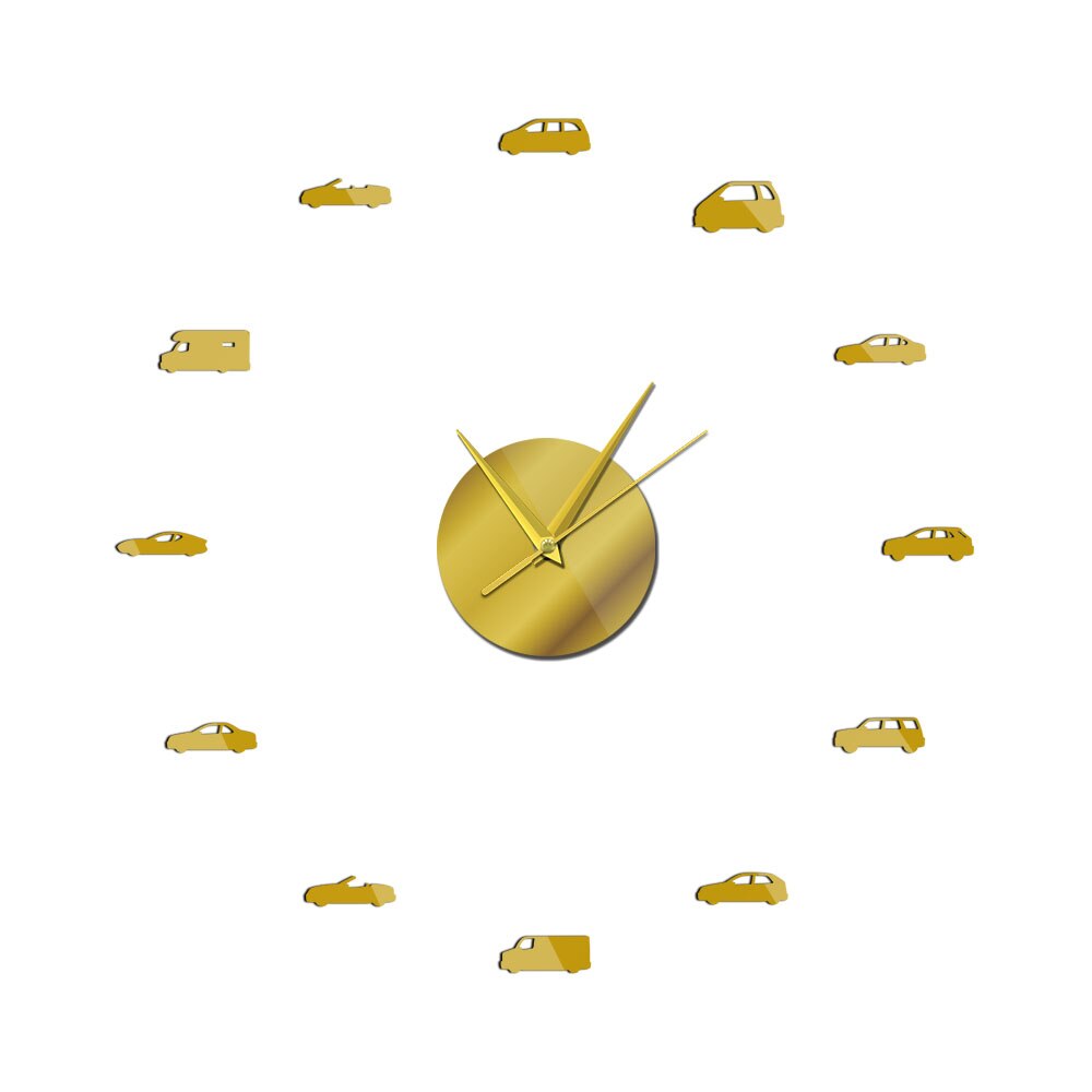 Transportation Cars DIY 3D Acrylic Wall Clock Sports Car Automotive Quartz Watch Battery Operated Mirror Surface Reloj Pared