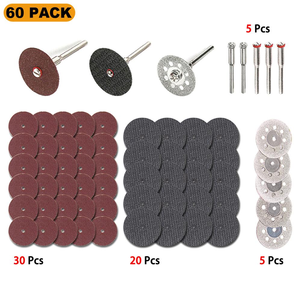 60Pcs Diamond Cutting Discs Sanding Grinding Wheel Circular Saw Blade Woodworking Metal Drill Rotary Cuttter Tool Accessories: Default Title