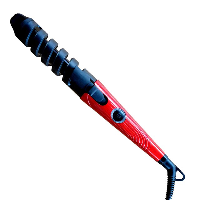 Hair Curler Irons Spiral Curling Wand Fast Heated Ceramic Wand Curling Magic Hair Crimper Iron Corrugation For Hair Styler Tool: Red no box / EU