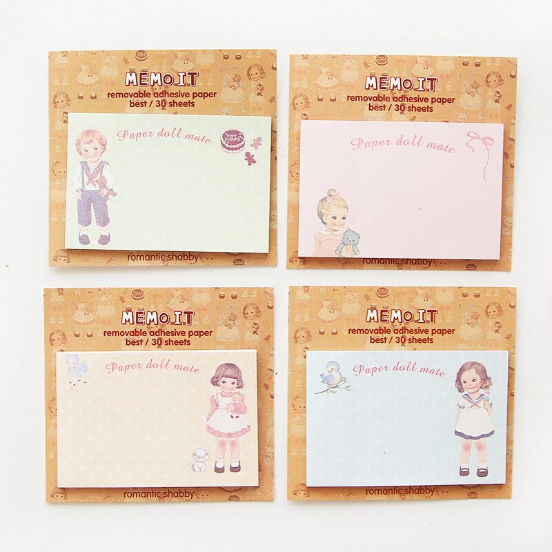 10 stks/partij Leuke baby pop memo pad en memoblokjes papier stickers Planner dagboek Office accessoires schoolbenodigdheden DM651