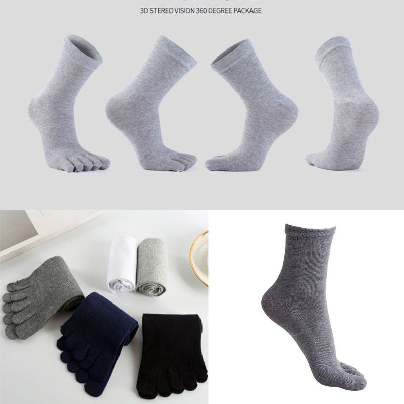 Mens Five Fingers Soft Polyester Cotton Ankle Toe Socks Solid Color Breathable Comfortable