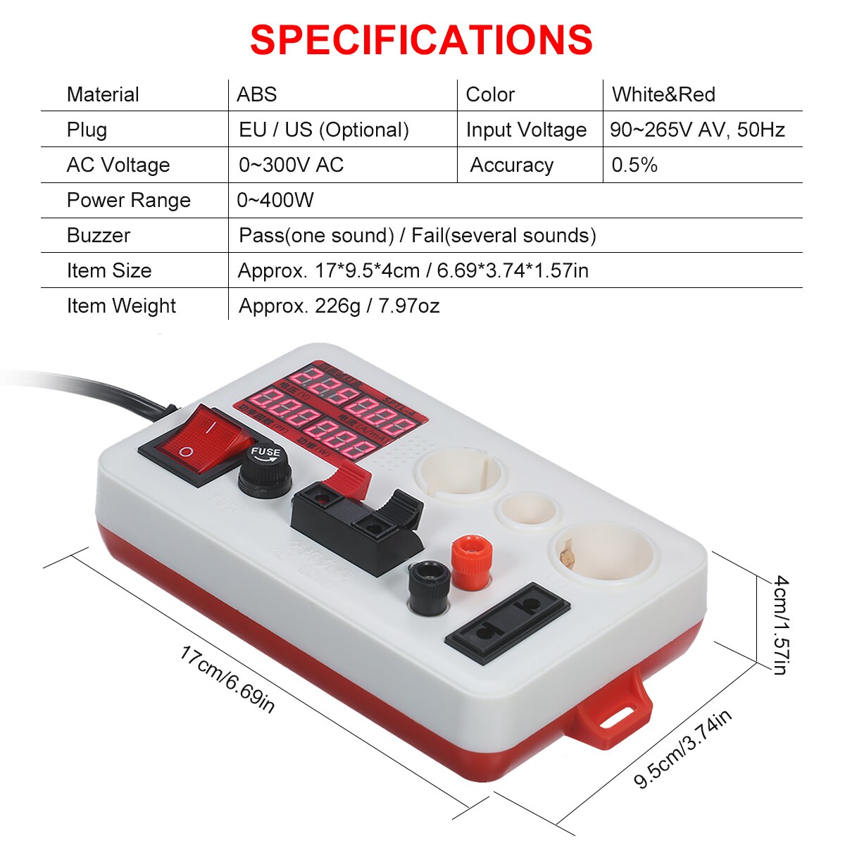 LED Power Tester Lamp Tester Box Test Clamp Electric Power Meter for Bulb Lighting Lamp Lantern Electric Parameter Measurement
