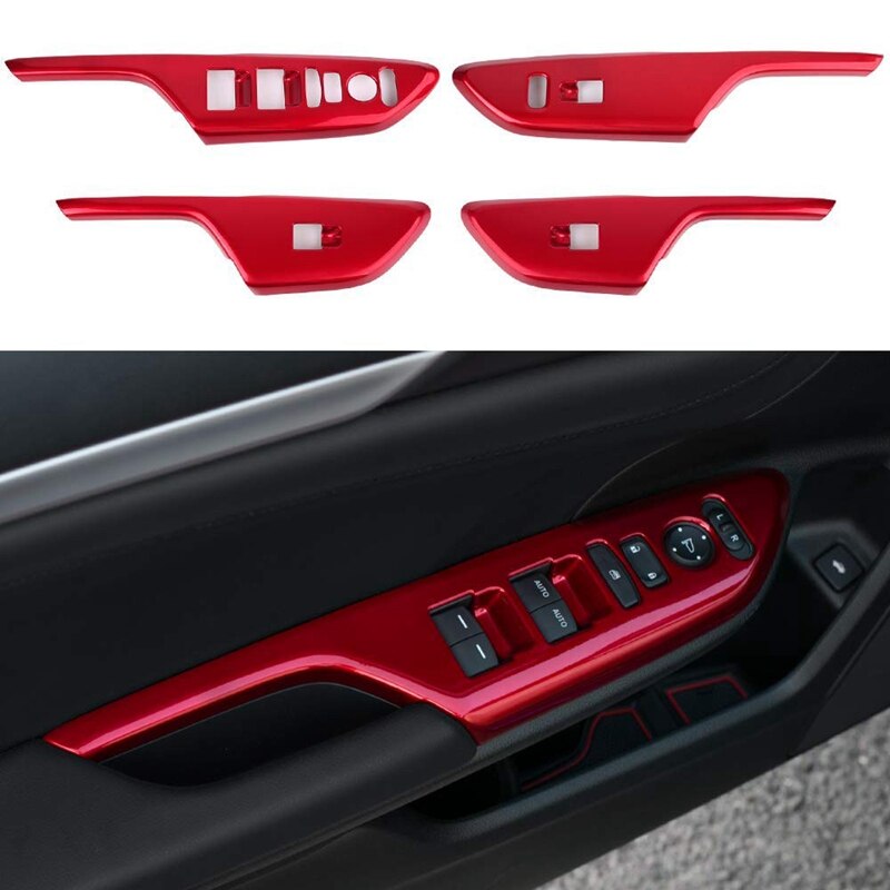 Armrest Window Rise Lift Down Control Switch Door Lock Panel Cover Trim for 10Th Gen Honda Civic - Red: Default Title