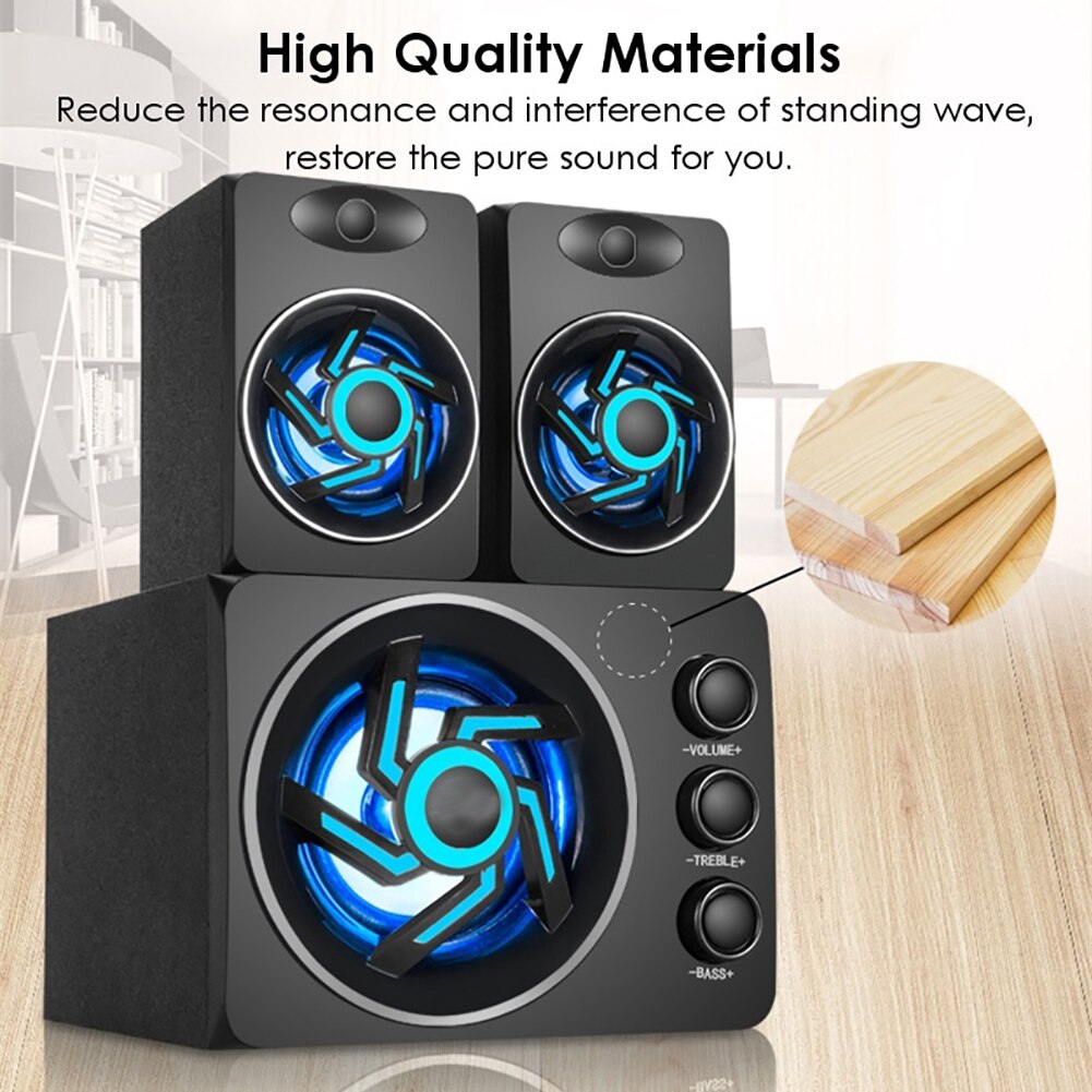LED Audio Player Computer Speaker Universal Wooden Bass Subwoofer Sound Wireless Bluetooth-compatible Mini Speaker Music Boombox