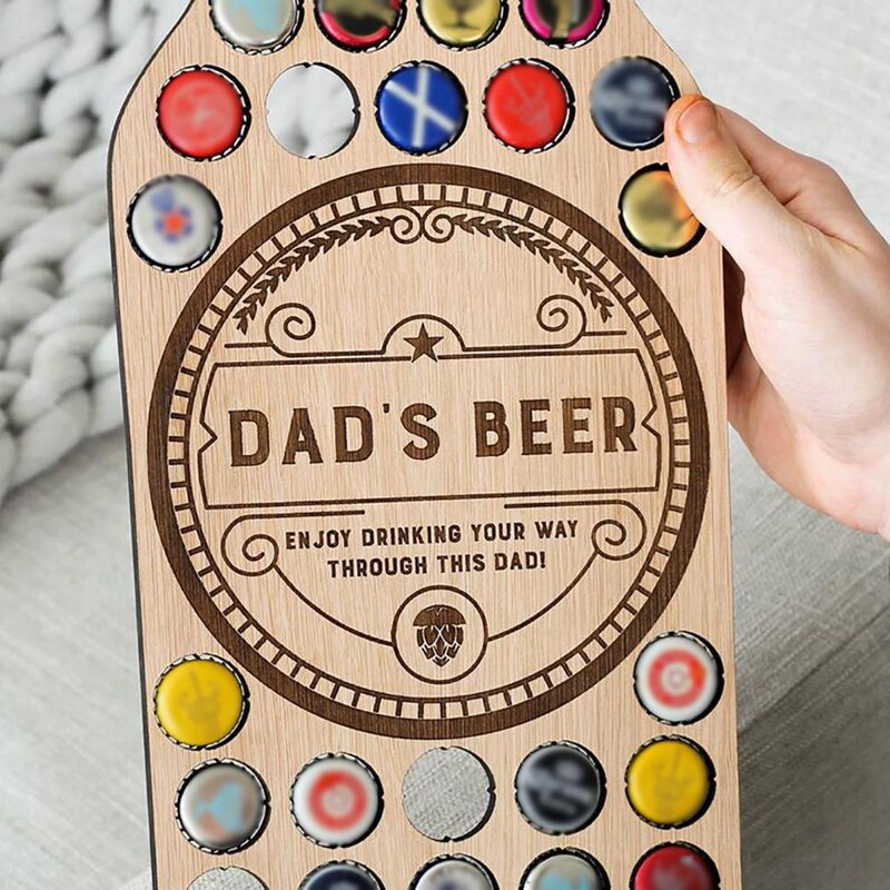 DAD Wine Bottle Cap Display Map Beer Collection Holder Unique Fathers Day Beer Bottle Cap Collection