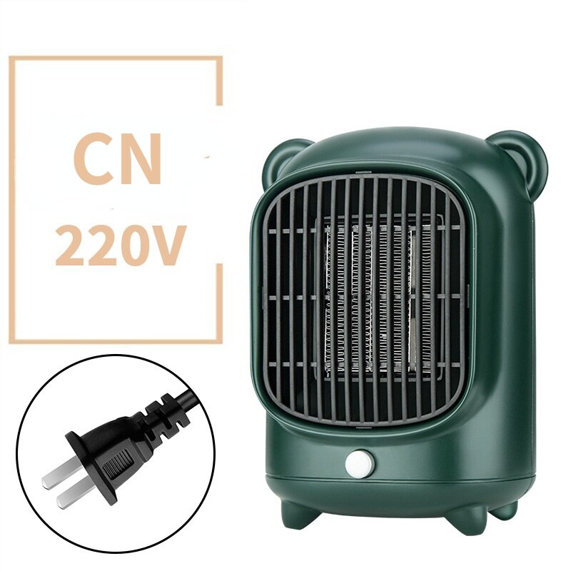 Wind Heizung Mini Erwärmung Fan Tragbare Haushalt Schlafzimmer 110V 220V 500W Überhitzung Schutz Elektrische Desktop Schnelle Luft heizung Fan: CN 220V GREEN