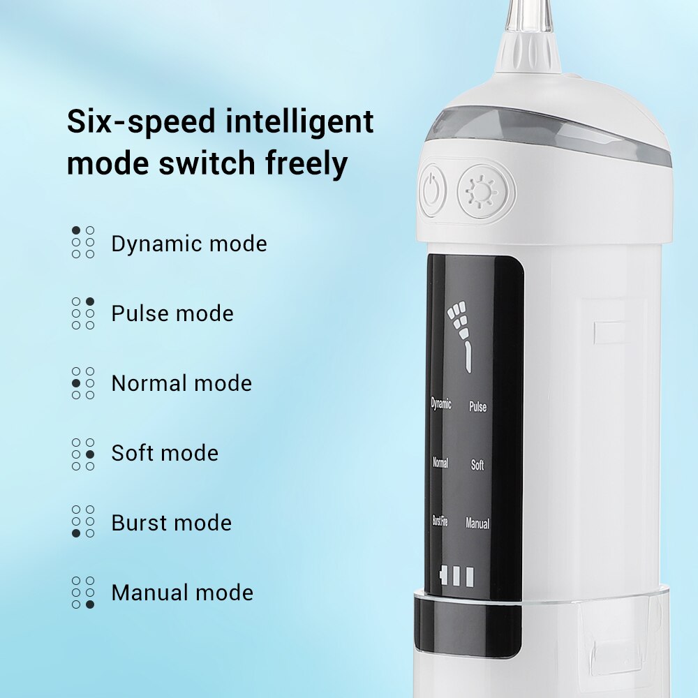 Tragbare Wasser Flosser Oral Irrigator Zahn Zahnseide Zähne Reiniger Mund Waschmaschine Wasser Jet wählen 6 Reinigung Modi 4 Düsen