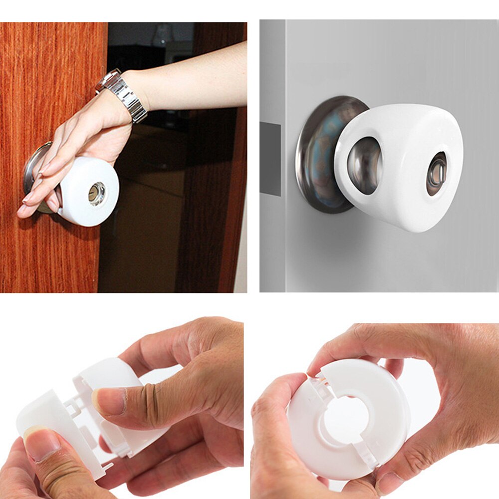 1PC Child Proof Safe Door Knob Cover Children Safety Lock Kids Toddler Plastic Door Knob Cover Handle Sleeve Safe Protective