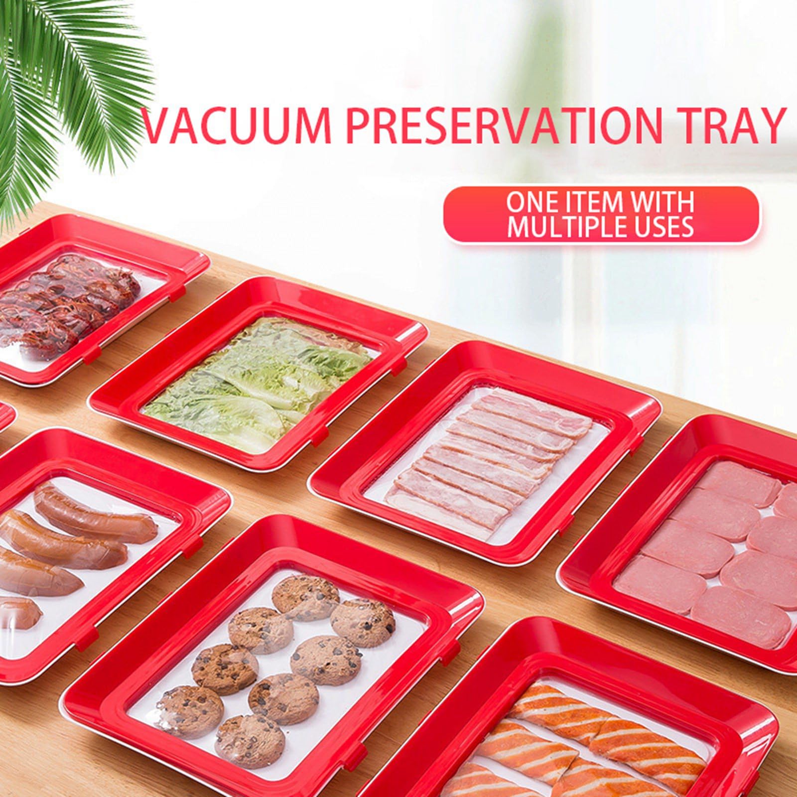 Reusable Food Preserving Tray Food Trays Stackable Tray Fresh Tray Storage For Food Foldable Storage Refrigerator Use