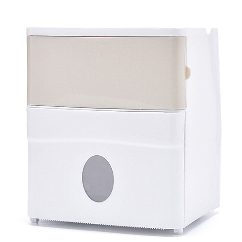 Porte-papier hygiénique étanche en plastique porte-serviettes en papier mural salle de bain étagère boîte de rangement Portable porte-rouleau de toilette: beige