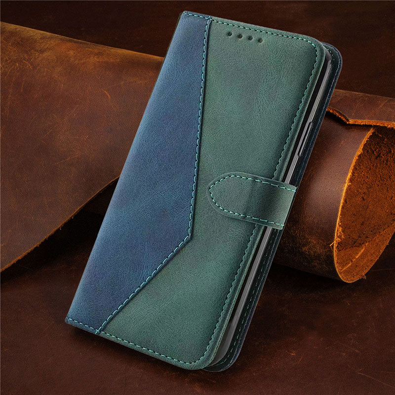 Voor Oppo Realme C35 Flip Case Retro Leather Card Shell Voor Realme C35 RMX3511 Case Wallet Cover Funda Shockproof: Blue Green