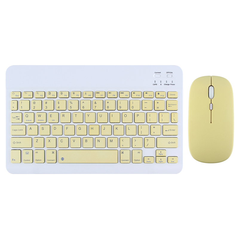 Wireless Keyboard and mouse Mini keyboard for tablet for ipad Tablet Wireless bluetooth keyboard For Android ios Windows Phone: Yellow