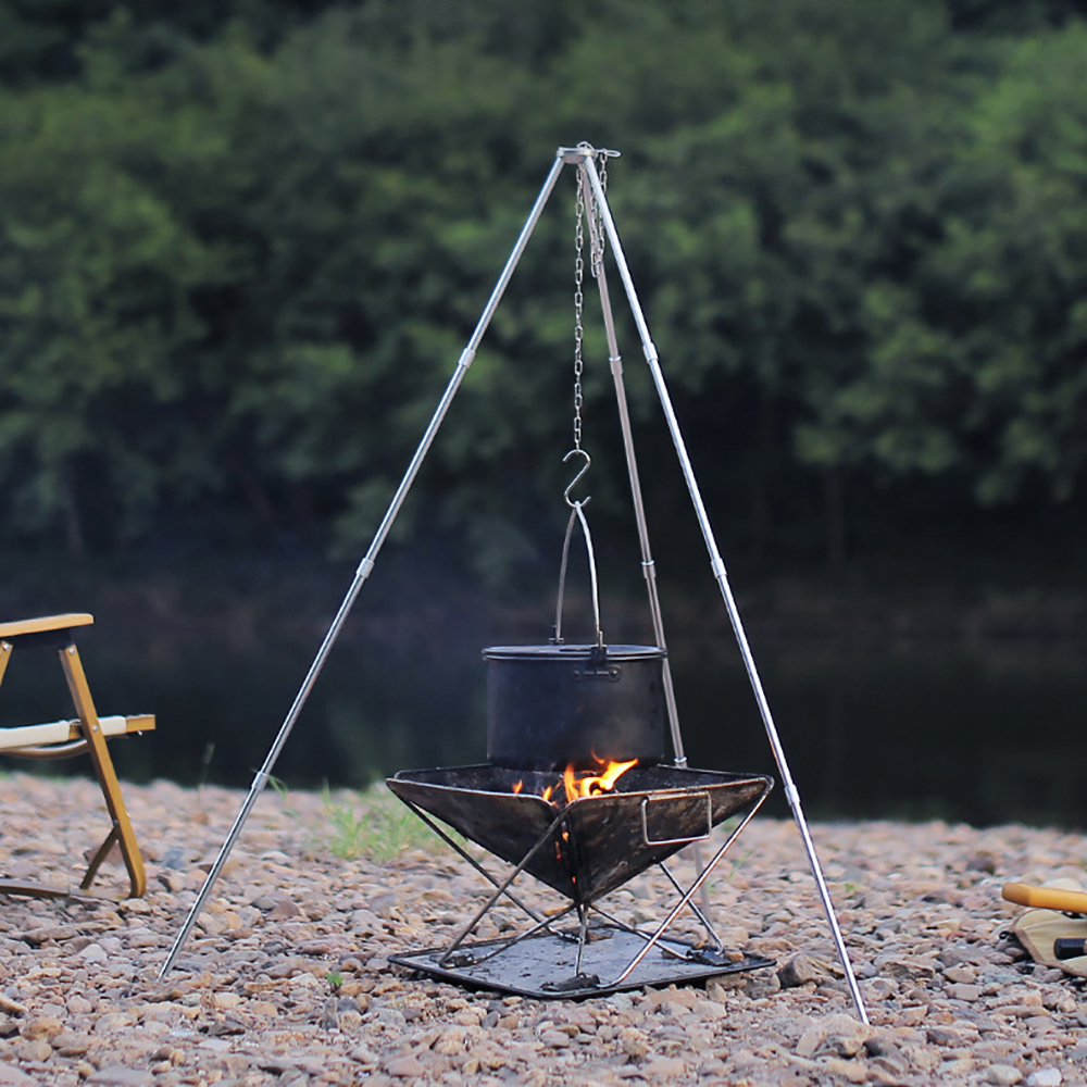 Camping Kampvuur Statief voor Hangende Pot Outdoor Kookgerei Picknick Kookpot Grill Rack Barbecue Ondersteuning Aluminium Statief