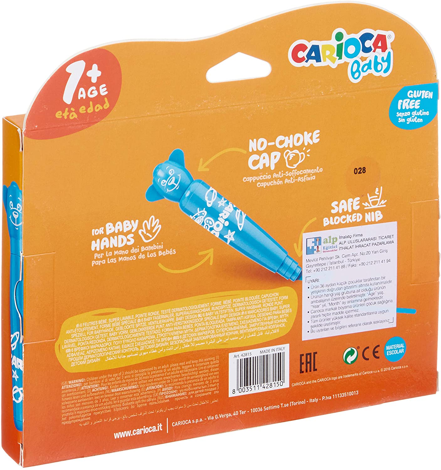 Carioca Teddy Jumbo Baby Super Wasbaar Vilt Verf Pen 6