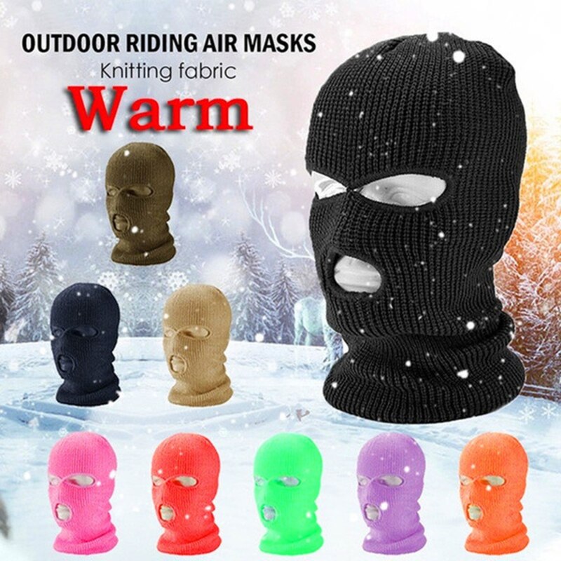 Gorro de lana con tres agujeros para hombre y mujer, gorro de punto antiterrorista, ladrón, fresco, máscara térmica para exteriores, cálido