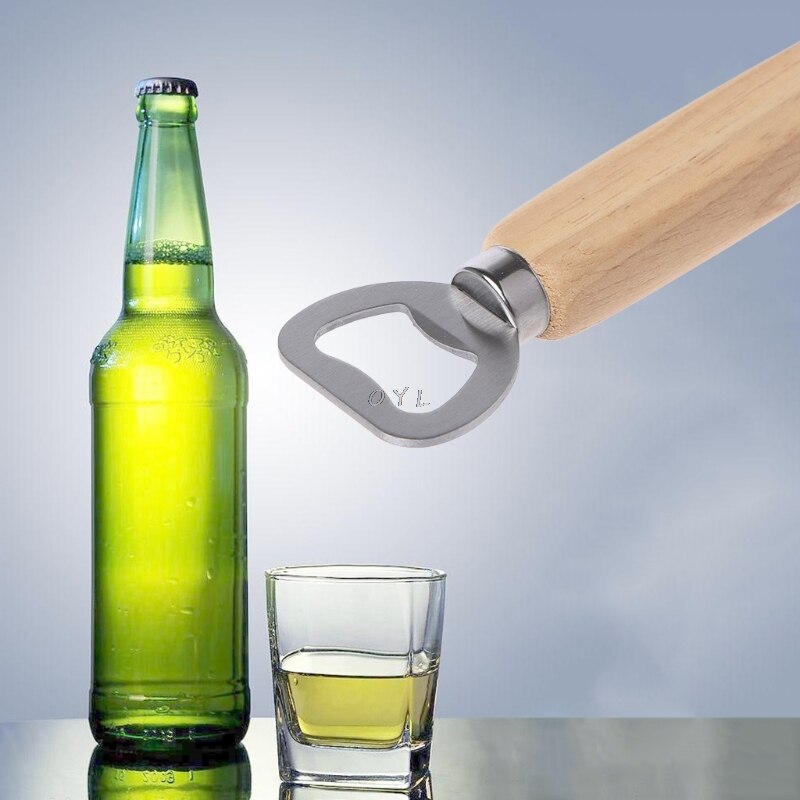Træ håndtag håndholdt bartender flaskeåbner til åbning af ølcider sodavand
