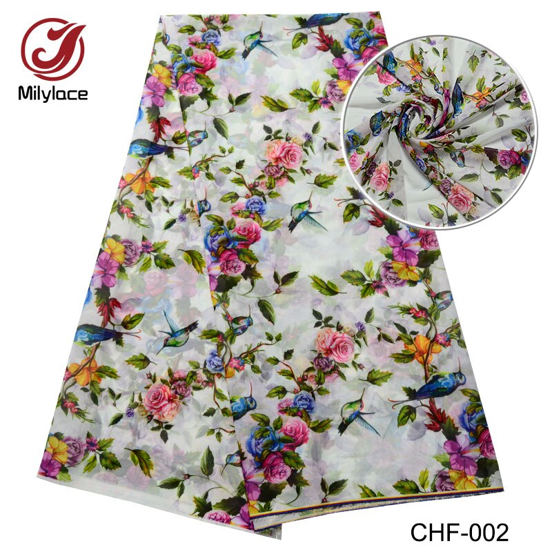Afrikaanse Digitale bloem patroon gedrukt Chiffon stof party chiffon stof 5 yards per lot CHF-002