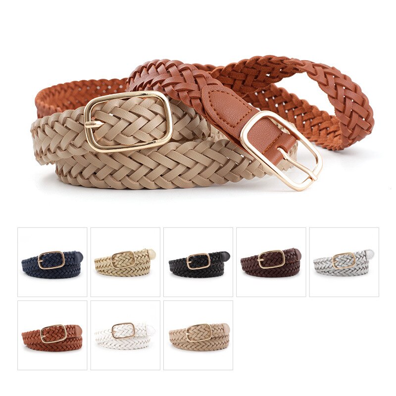 Casual tejido de punto PU cuero pretina femenina señoras decorativas mujeres cinturones ropa soga para accesorios trenzados