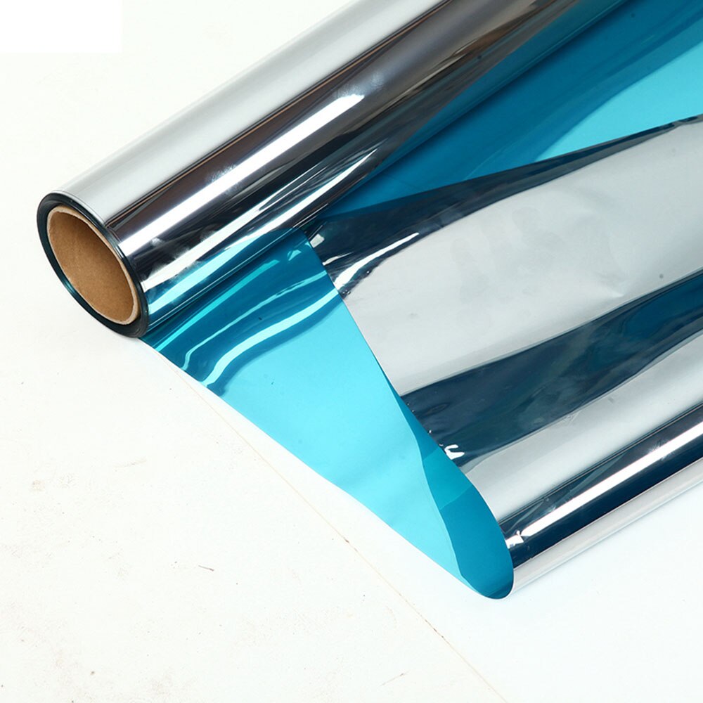 Blue & Silver Glasfolie Mirrored Solar Tint Reflecterende glas sticker Zon Controle Privacy home office decor 0.5x3m