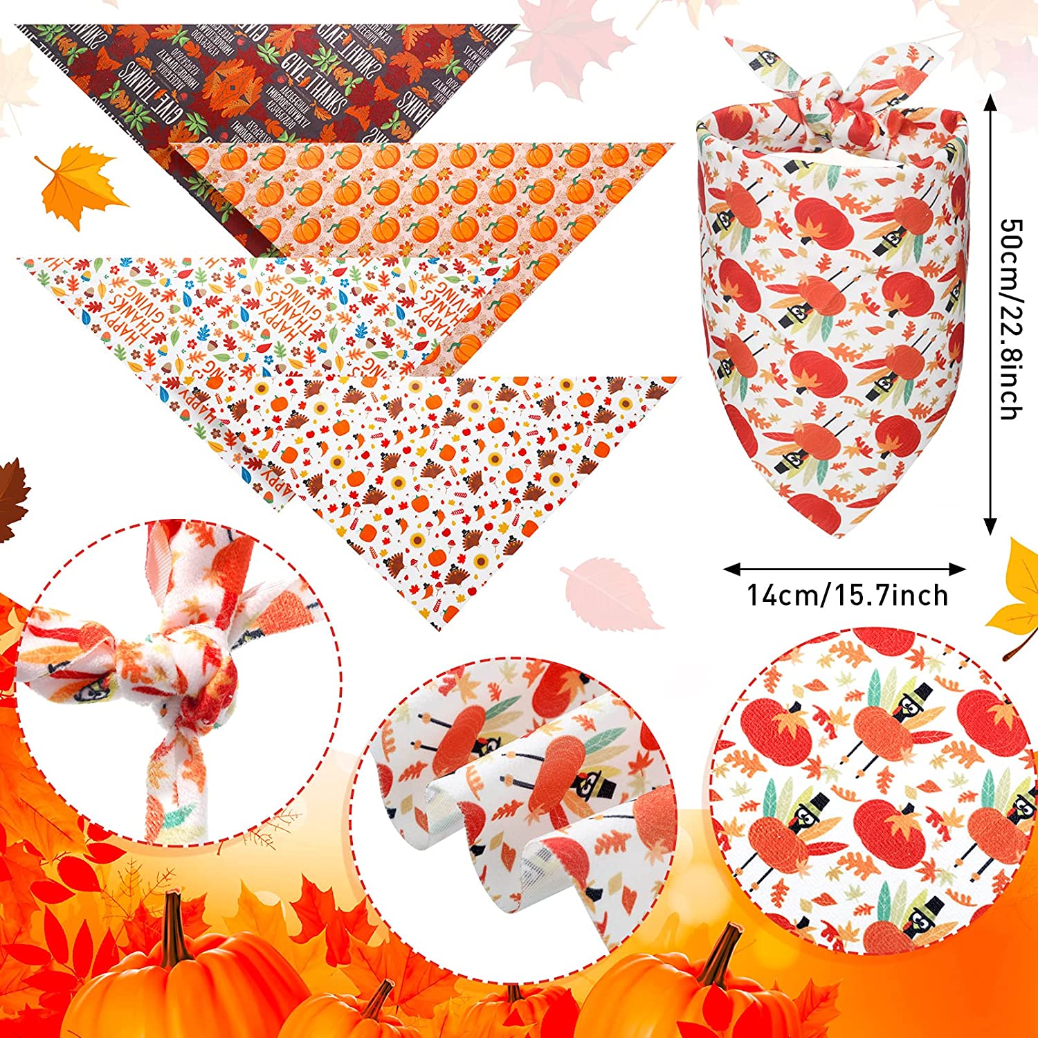 20 paquetes de pañuelos navideños para perros, bufandas triangulares para perros, Baberos para perros de Acción de Gracias y Halloween, pañuelos para accesorios para perros