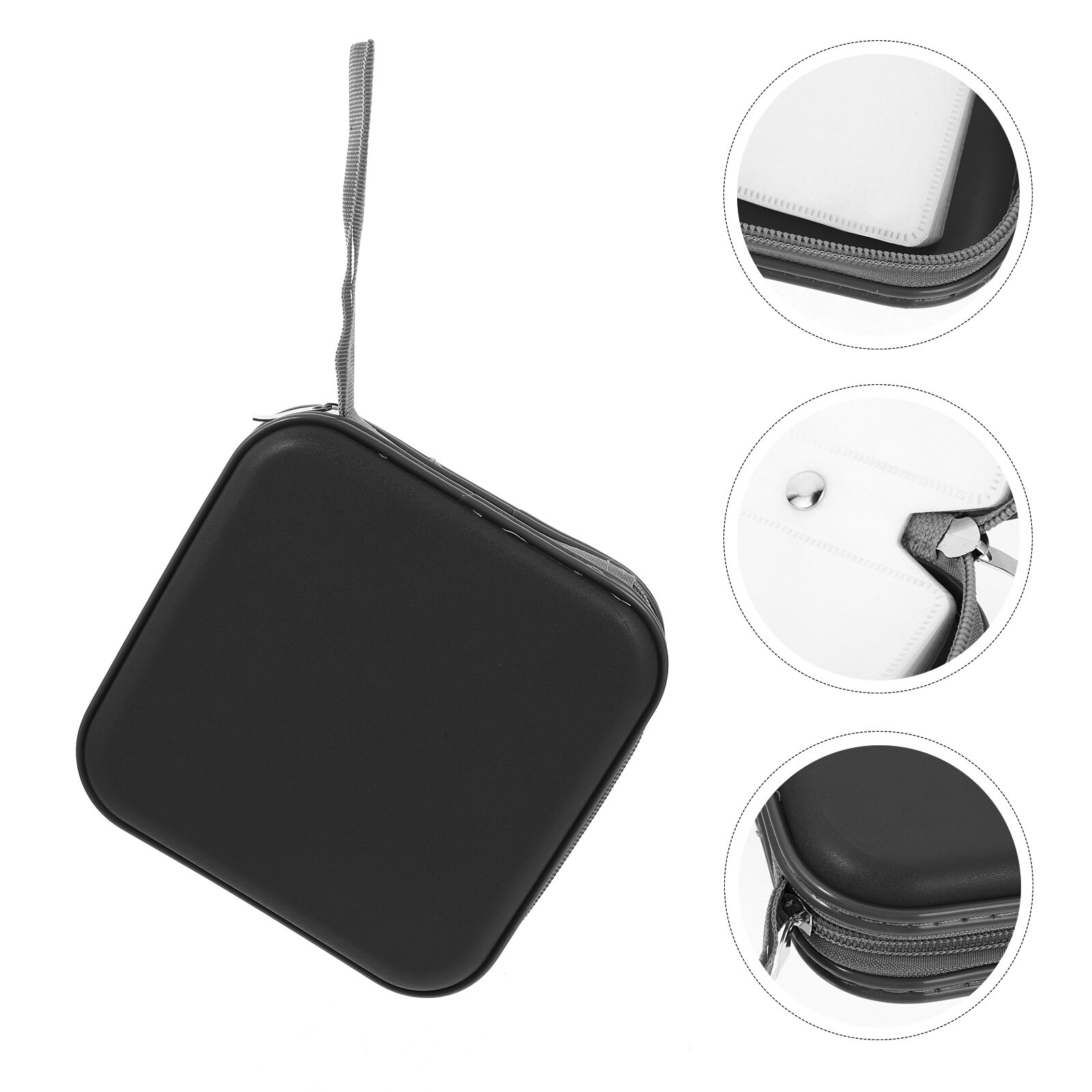 1pc Case 40 Capacity Plastic Travel Case Zipper Case Disc Storage Bag: Black