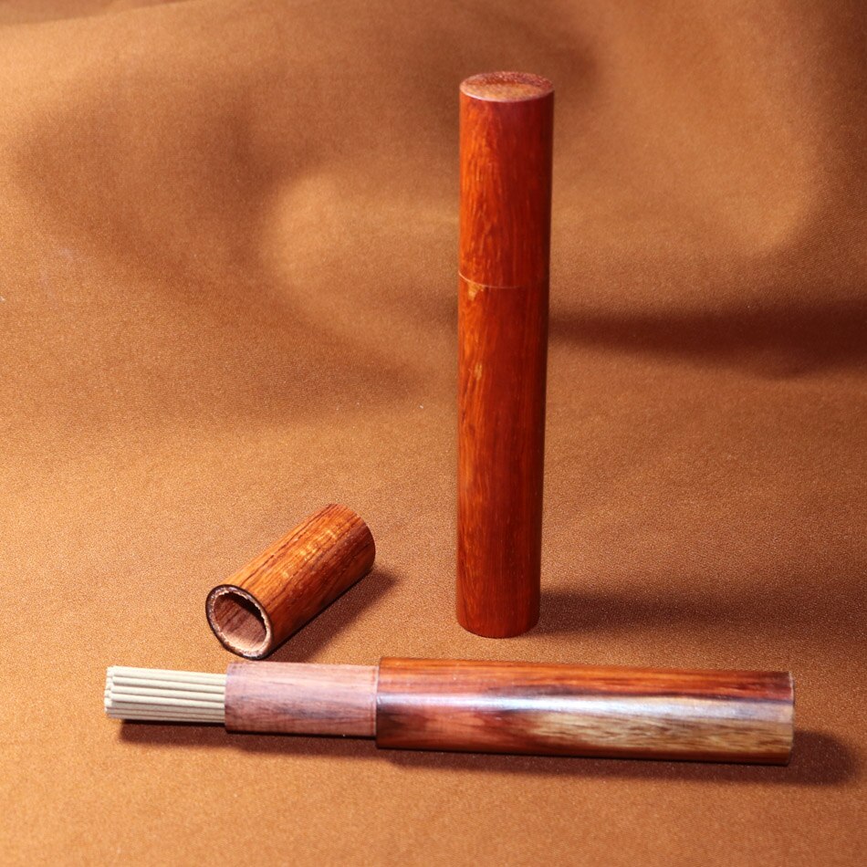 Baril en bois de rose africain | tube de rangement en bois d'encens, ébène en bois de rose avec brûleur, porta incenso, support de sandale à oud,