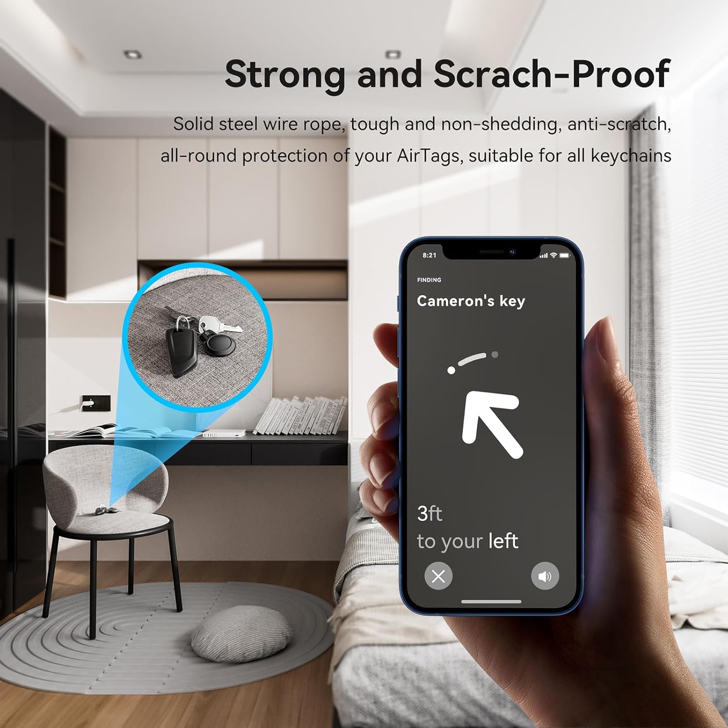 Gitfos vandtæt etui til apple airtag-holder 360 grader robust beskyttelsescover airtags nøgleringsholdere til bagage rygsæk