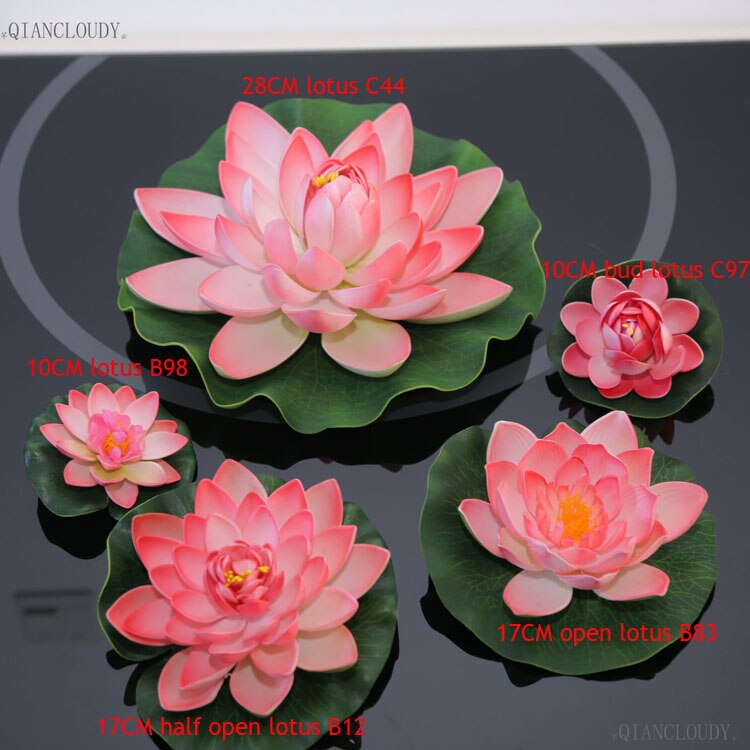 Kunstmatige Roze Lotus Bladeren bloemen Waterlelie Drijvende Zwembad vijver bloemen waterdichte huis tuin Planten Bruiloft decoratie D24: 1 set