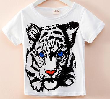 Meisjes tops zomer 100%  cartoon babykleding tijger kinderen menino korte mouwen t-shirts kinderen t-shirts baby meisjes/jongens t-shirt: Wit / 24m