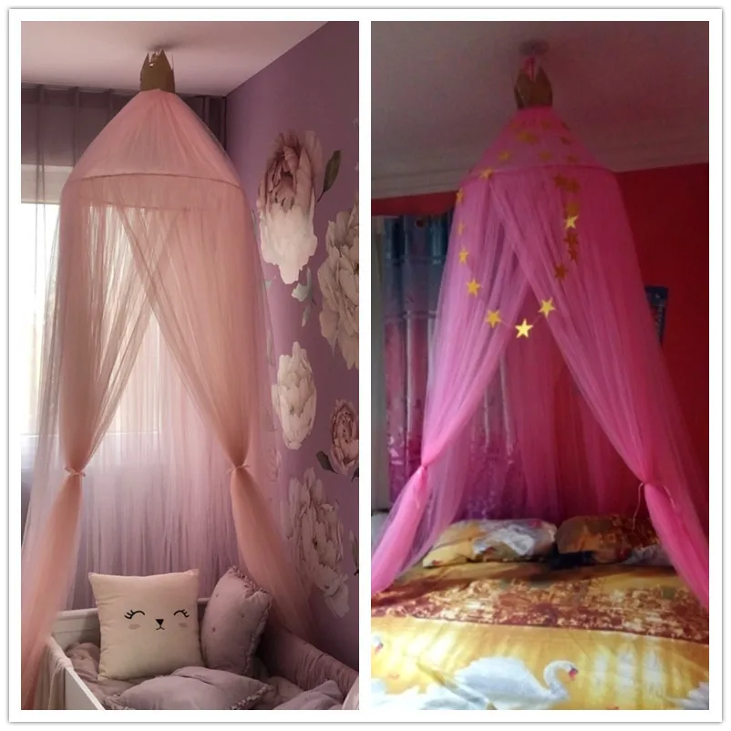 Rede mosquiteira infantil premium, princesa nórdica, coroa, cúpula, tenda de cama de malha de 7 camadas, decoração de quarto de criança, berço de menina, dossel, camas infantis