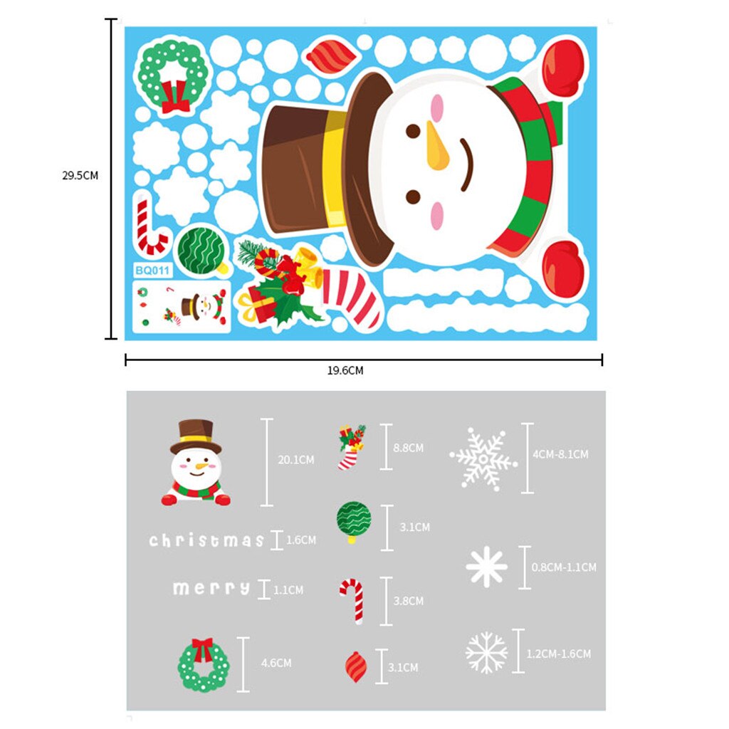 Christmas Snowman Snowflake Electrostatic Sticker Window Kids Room Year Wall Stickers Home Decals Decoration Wallpaper: A