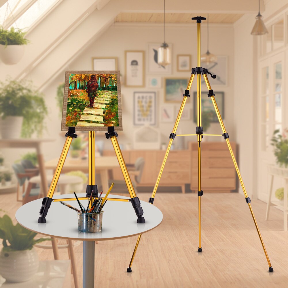Aluminum Easel Stand Tripod Adjustable Height 19''-55'' Lightweight Sturdy Field Easel for Painting with Carrying Bag